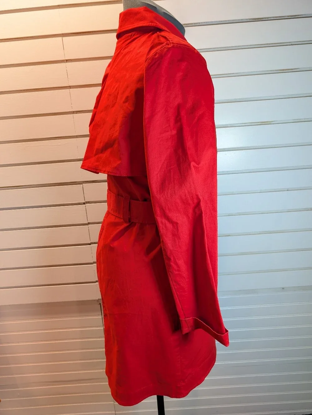 CAbi Poppy Red Convertible Trench Coat Red Jacket Style #334 Sz 8 EUC